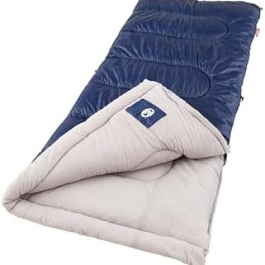 Coleman Brazos 20/30°F Adult Cool-Weather Sleeping Bag with No-Snag Zipper & Stuff Sack, Machine Washable, Great for Camping, Traveling, Guests, & More