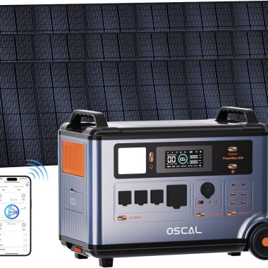 OSCAL PowerMax 3600 Solar Generator with 3x500W Solar Panel, 3600Wh/3600W Power Station with 4 AC Outlets (7200W Peak), 1.2H Full Charging, APP Control Emergency Power Station for Home, Camping 66